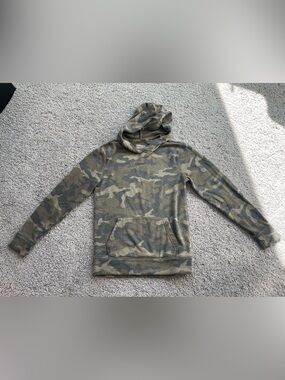 Express Camo Hooded Pullover - Olive and Gray